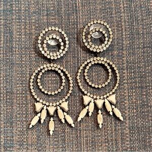 Dangle Earrings in white , black and crystal